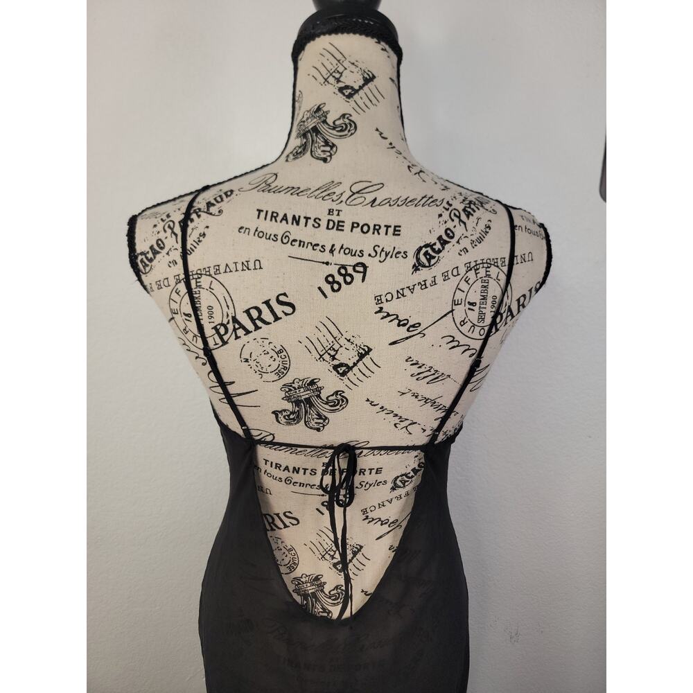 Victorias Secret Midi Slip Dress M 100% SILK Sheer Scoop Neck Strappy Open Back - Picture 10 of 13